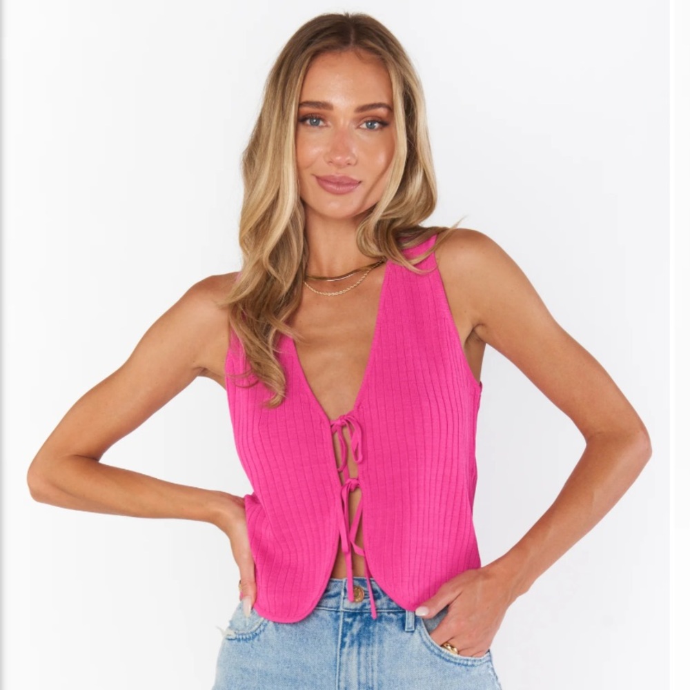 Show Me Your MuMu Hot Pink Lace-Up Tank Top